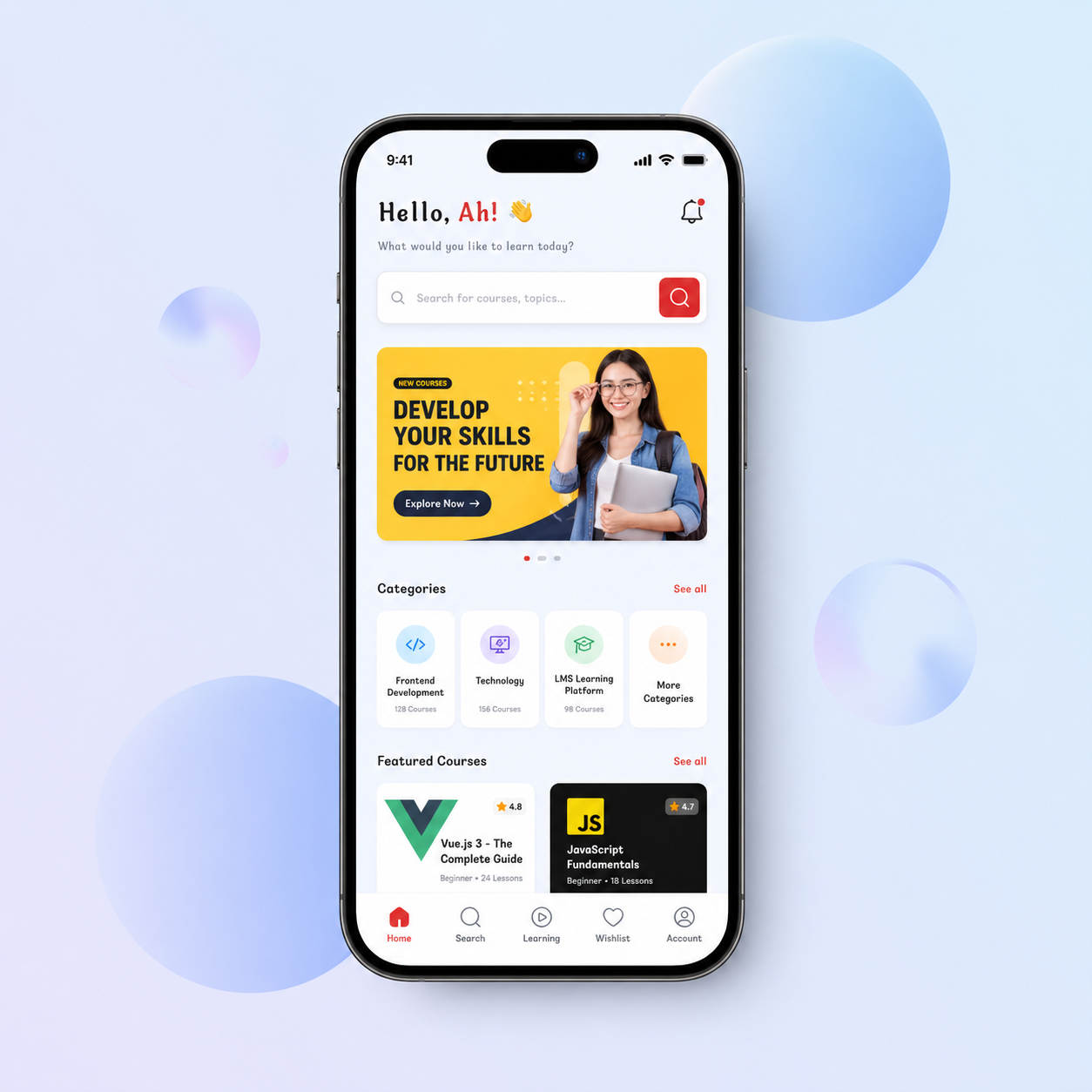 E-learning App Screen 1