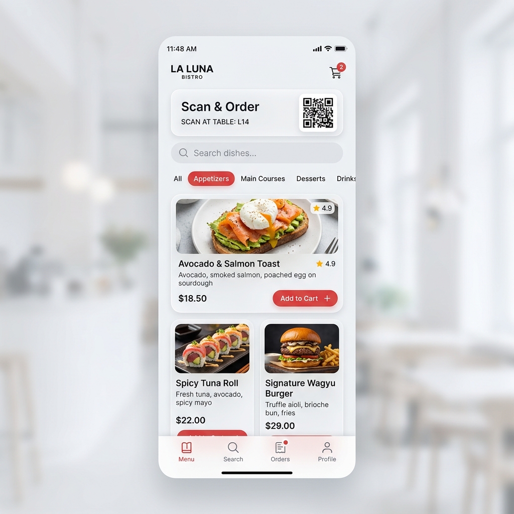 E-Menu Mobile Interface